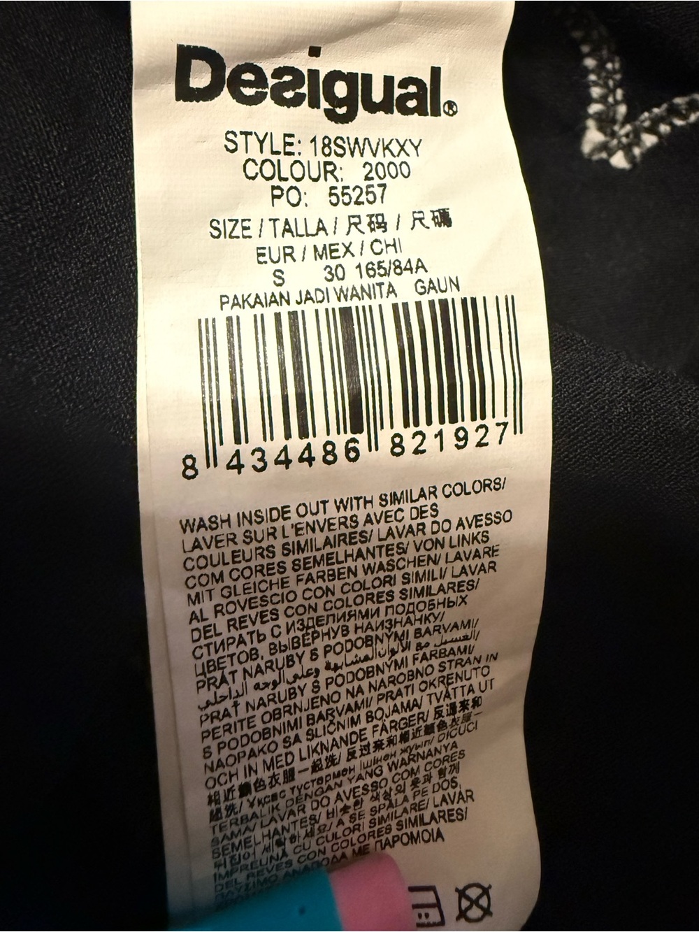 Desigual Black Sleeveless Keyhole Dress with Floral Accents. Small - Picture 6 of 6